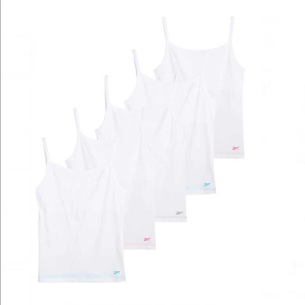 Reebok Girls’ 5-pack Stretch Cami’s with shelf bra